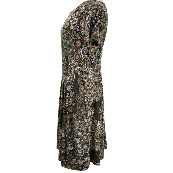 Northstyle Brown Multicolored Fit and Flare Short Sleeve Floral Dress Size 6 - Picture 5 of 15